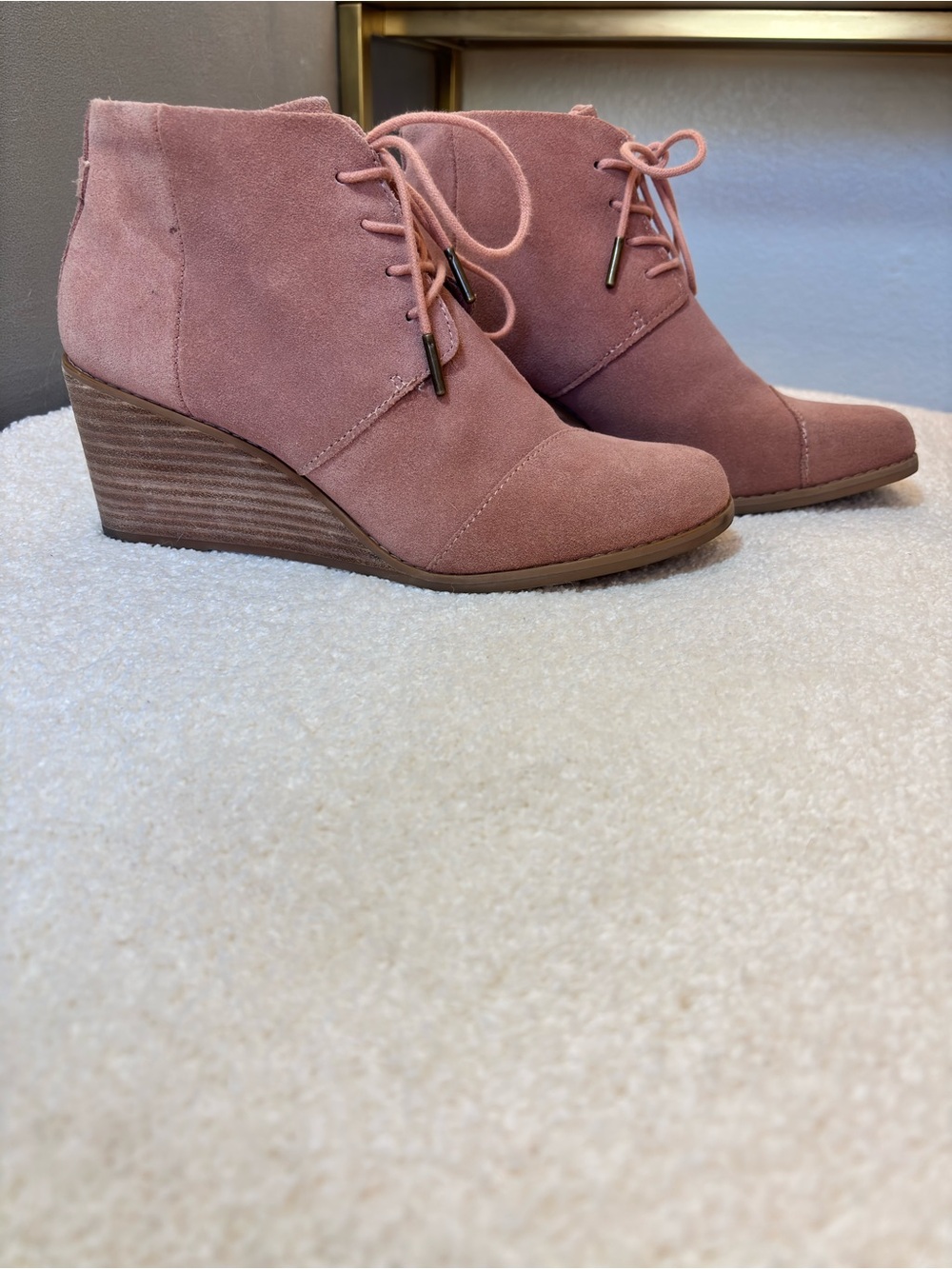 Toms Dusty Rose Wedge Ankle Booties
